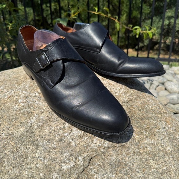 Warfield & Grand Men's Carter Black Leather Monk Strap Dress Shoes Sz 15 Formal